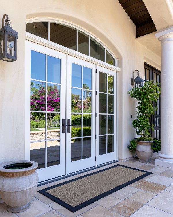 white doors with divided panes showcasing stylish newport beach, ca replacement windows in a luxury home entryway